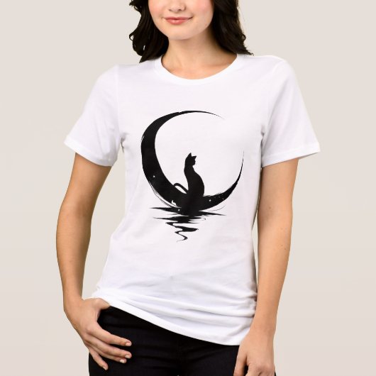 Moon Cat T-Shirt – Witchy Celestial Black Cat Grap Tri-Blend Shirt (Vorderseite)