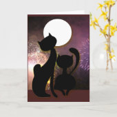 Moon cats & fireworks karte (Gelbe Blume)