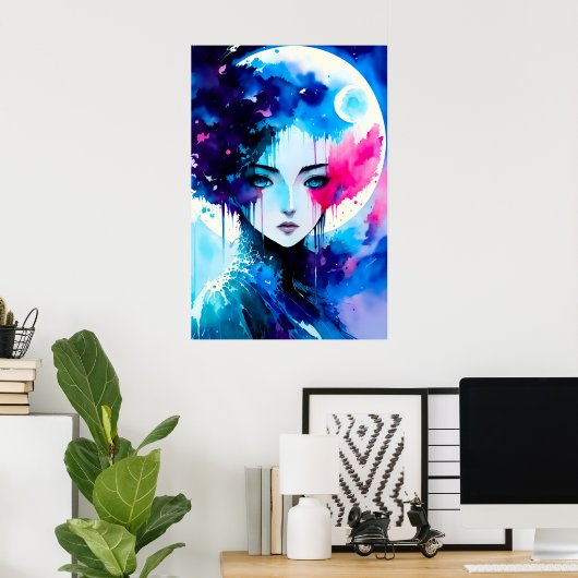 Moon Child Anime Fantasy Art Poster (Heimbüro)