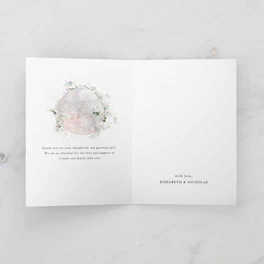 Moon Child | Boho Hippie Baby Shower Dankeskarte (Innenseite)