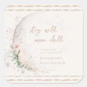 Moon Child | Boho Hippie Baby Shower Quadratischer Aufkleber (Vorderseite)