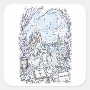 Moon Child™ Himmlischer Original-Charakter-Stick Quadratischer Aufkleber