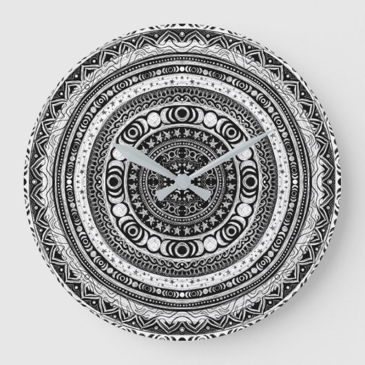 Moon Child Mandala Triple Moon Hexe Große Wanduhr (Vorderseite)