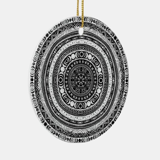 Moon Child Mandala Triple Moon Hexe Keramik Ornament (Rechts)