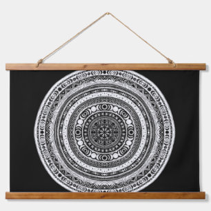 Moon Child Mandala Triple Moon Hexe Wandteppich Mit Holzrahmen