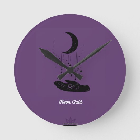 Moon Child Round Wall Clock Runde Wanduhr (Vorderseite)
