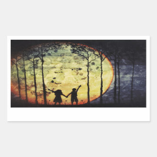 Moon Children Rechteckiger Aufkleber