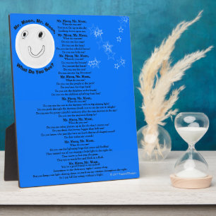 Moon Children's Gedicht Blue White Stars Fotoplatte