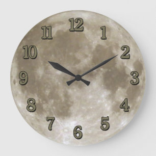 Moon Clock with Numbers Große Wanduhr