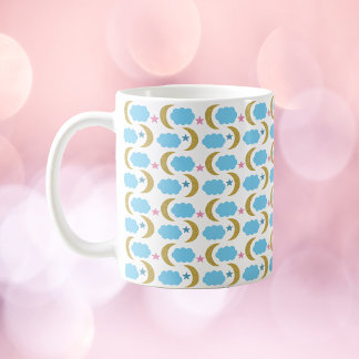 Moon Cloud Stars Imitats Gold Glitzer Muster Kaffeetasse