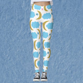 Moon Cloud Stars Imitats Gold Glitzer Muster Leggings