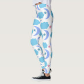 Moon Cloud Stars Muster Blau Lila Leggings (Links)
