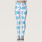 Moon Cloud Stars Muster Blau Lila Leggings (Vorderseite)