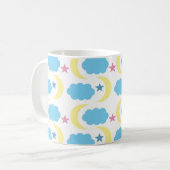 Moon Cloud Stars Muster gelb blau Kaffeetasse (Vorderseite Links)