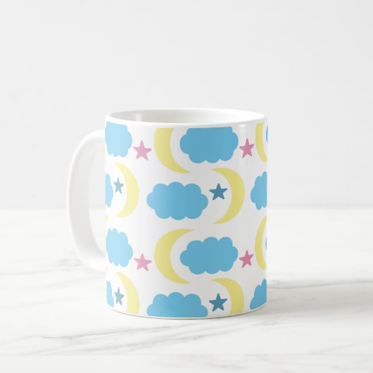 Moon Cloud Stars Muster gelb blau Kaffeetasse (Vorderseite Links)