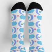 Moon Cloud Stars Muster Lila Blue Socken (Oben)