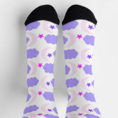 Moon Cloud Stars Muster Pink und Dunkel Lila Socken (Oben)