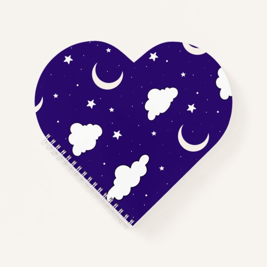 Moon Clouds and Stars Spiral Notebook Notizblock (Vorderseite)