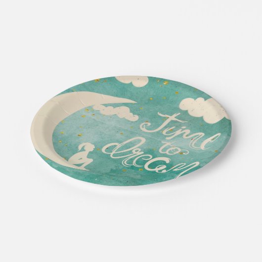 Moon Clouds Inspirierend Dream Quote Pappteller (Schrägansicht)