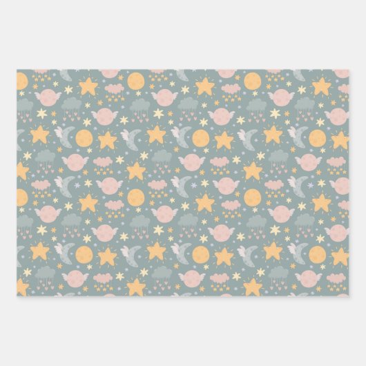 Moon Clouds Stars Geschenkpapier Set (Vorderseite 2)
