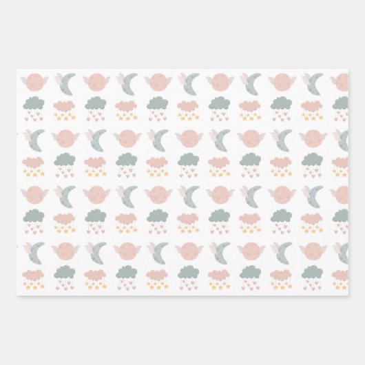 Moon Clouds Stars Geschenkpapier Set (Vorderseite)