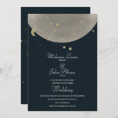Moon Constellation Gold Celestial Blue Wedding Einladung (Vorne/Hinten)