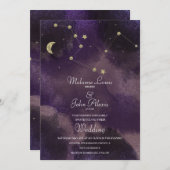 Moon Constellation Gold Foil Celestial Wedding Einladung (Vorne/Hinten)