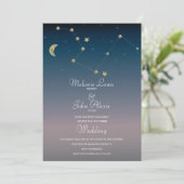 Moon Constellation Gold Foil Wedding Einladung (Stehend Vorderseite)