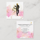 *~* Moon Cosmic Black Goddess Gold Rays Crystals Quadratische Visitenkarte (Vorne/Hinten)
