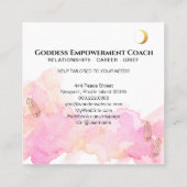 *~* Moon Cosmic Black Goddess Gold Rays Crystals Quadratische Visitenkarte (Rückseite)