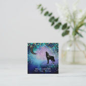 *~* Moon Cosmic ~ Howling Wolf Rainbow Shaman  Quadratische Visitenkarte (Stehend Vorderseite)