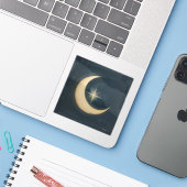 Moon Cradling a Star 🌌🎨 Aufkleber (Laptop mit iPhone)