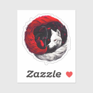 Moon Crimson Red White Wolf Aufkleber