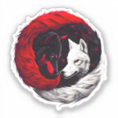 Moon Crimson Red White Wolf Aufkleber (Vorderseite)