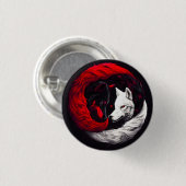 Moon Crimson Red White Wolf Button (Vorne & Hinten)