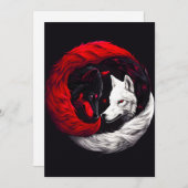 Moon Crimson Red White Wolf Feiertagskarte (Vorne/Hinten)