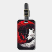 Moon Crimson Red White Wolf Gepäckanhänger (Vorderseite vertikal)