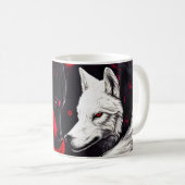 Moon Crimson Red White Wolf Kaffeetasse (VorderseiteRechts)