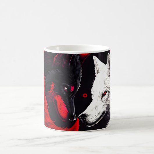 Moon Crimson Red White Wolf Kaffeetasse (Mittel)
