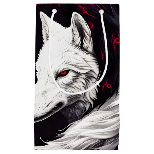 Moon Crimson Red White Wolf Kleine Geschenktüte (Vorderseite)