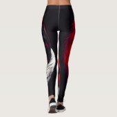Moon Crimson Red White Wolf Leggings (Rückseite)