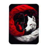 Moon Crimson Red White Wolf Magnet (Vertikal)