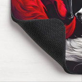 Moon Crimson Red White Wolf Mousepad (Ecke)