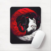 Moon Crimson Red White Wolf Mousepad (Mit Mouse)