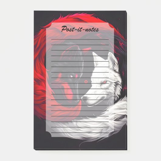 Moon Crimson Red White Wolf Post-it Klebezettel (Vorderseite)