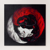 Moon Crimson Red White Wolf Puzzle (Horizontal)