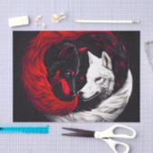 Moon Crimson Red White Wolf Seidenpapier (Handwerk)