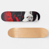 Moon Crimson Red White Wolf Skateboard (Horizontal)