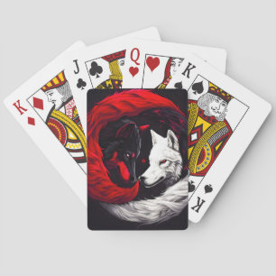 Moon Crimson Red White Wolf Spielkarten