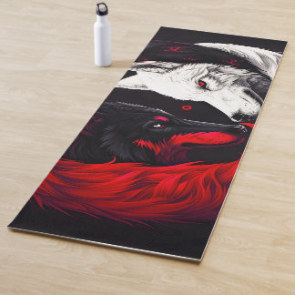 Moon Crimson Red White Wolf Yogamatte